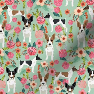 rat terrier floral dog breed pet fabric mint