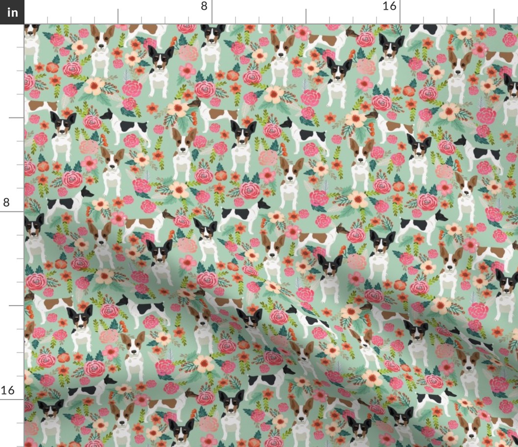 rat terrier floral dog breed pet fabric mint