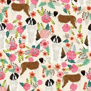 saint bernard floral dog breed pet fabric pink cream