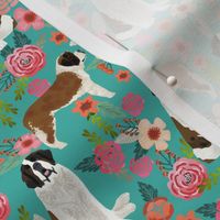 saint bernard floral dog breed pet fabric teal