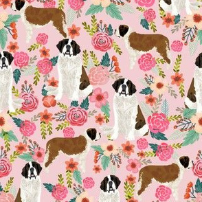 saint bernard floral dog breed pet fabric pink