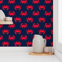 crabs (navy and red)  - nautical