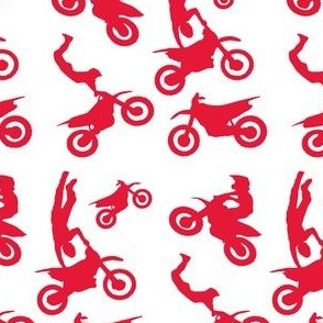 Motocross Rider Mix Red on White