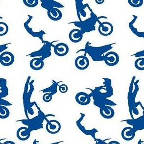 Motocross Rider Mix Blue on White