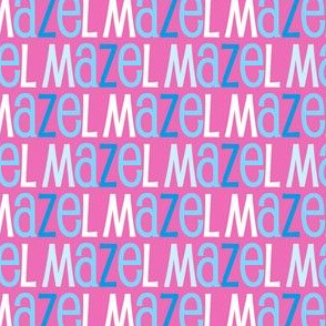 Mazel Tov Blue Letters on Pink Background