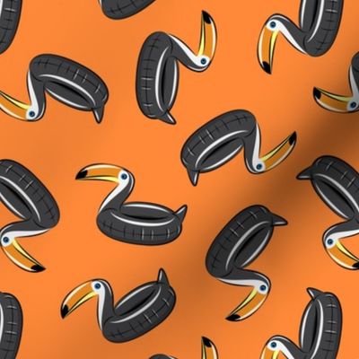 toucan float on orange