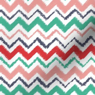 Wild and Free colorful chevron with texture in pink, teal, navy and pink