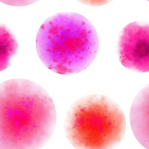 Vivid Orange and Pink Spots on White Background
