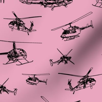 Helicopters on Pink // Large