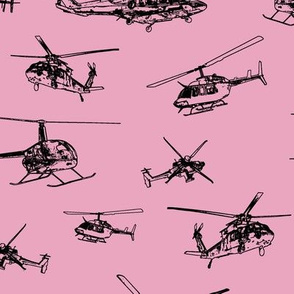 Helicopters on Pink // Large