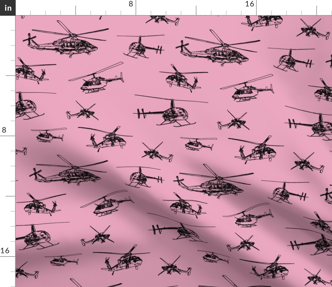 Helicopters on Pink // Large