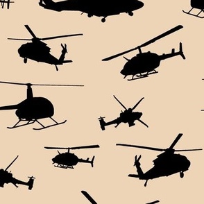 Helicopter Silhouettes on Champagne // Large