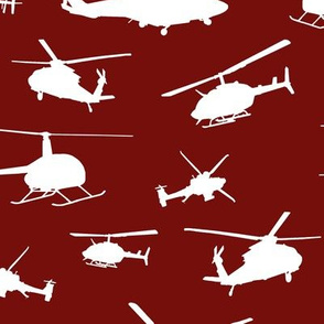 Helicopter Silhouettes on Burgundy // Large