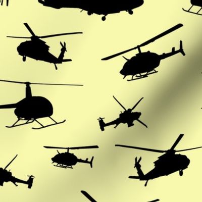 Helicopter Silhouettes on Yellow // Large