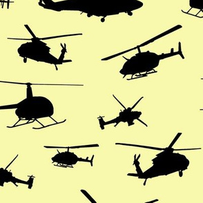 Helicopter Silhouettes on Yellow // Large