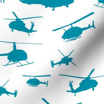 Teal Helicopter Silhouettes // Large