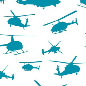 Teal Helicopter Silhouettes // Large