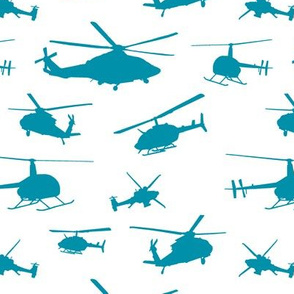 Teal Helicopter Silhouettes // Small