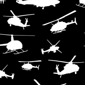Helicopter Silhouettes on Black // Large