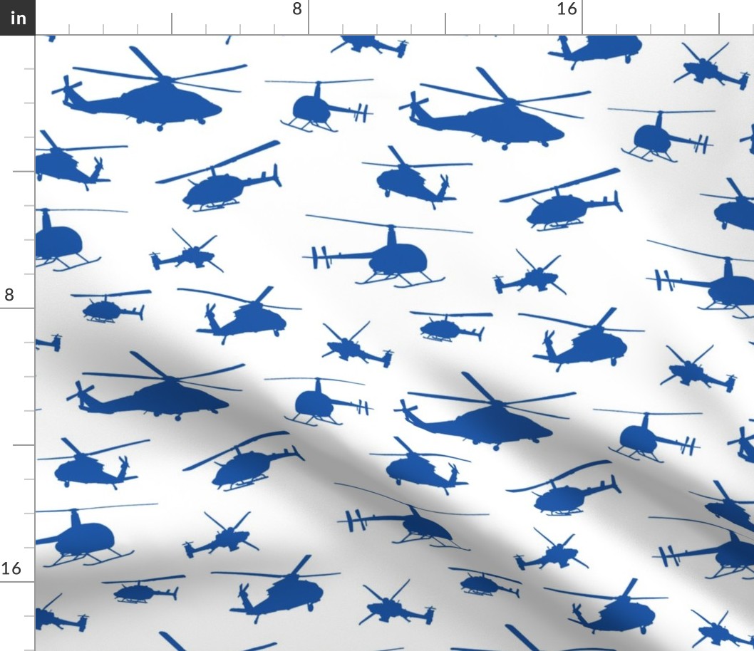 Blue Helicopters Silhouettes // Large