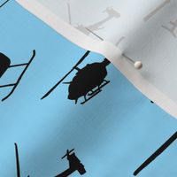 Helicopter Silhouettes on Light Blue // Large