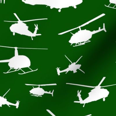 Helicopter Silhouettes on Green // Large