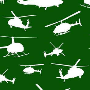 Helicopter Silhouettes on Green // Large