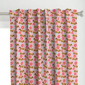 The Dotted Dachshund Garden Party / slant on pink / Dog Print 