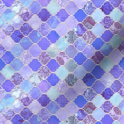 Rotated Purple and Lilac Decorative Moroccan Tiles Tiny Print
