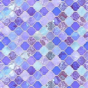 Rotated Purple and Lilac Decorative Moroccan Tiles Tiny Print