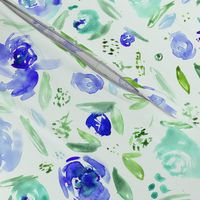 Sweet garden in blue || watercolor floral pattern