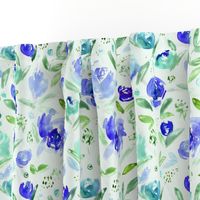 Sweet garden in blue || watercolor floral pattern