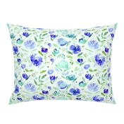 Sweet garden in blue || watercolor floral pattern