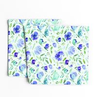 Sweet garden in blue || watercolor floral pattern