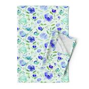 Sweet garden in blue || watercolor floral pattern