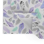 Feathers in Purple Lavender Grey Mint - Coordinate for Omaha Dream Catcher Collection Baby Girls Nursery GingerLous