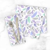 Feathers in Purple Lavender Grey Mint - Coordinate for Omaha Dream Catcher Collection Baby Girls Nursery GingerLous