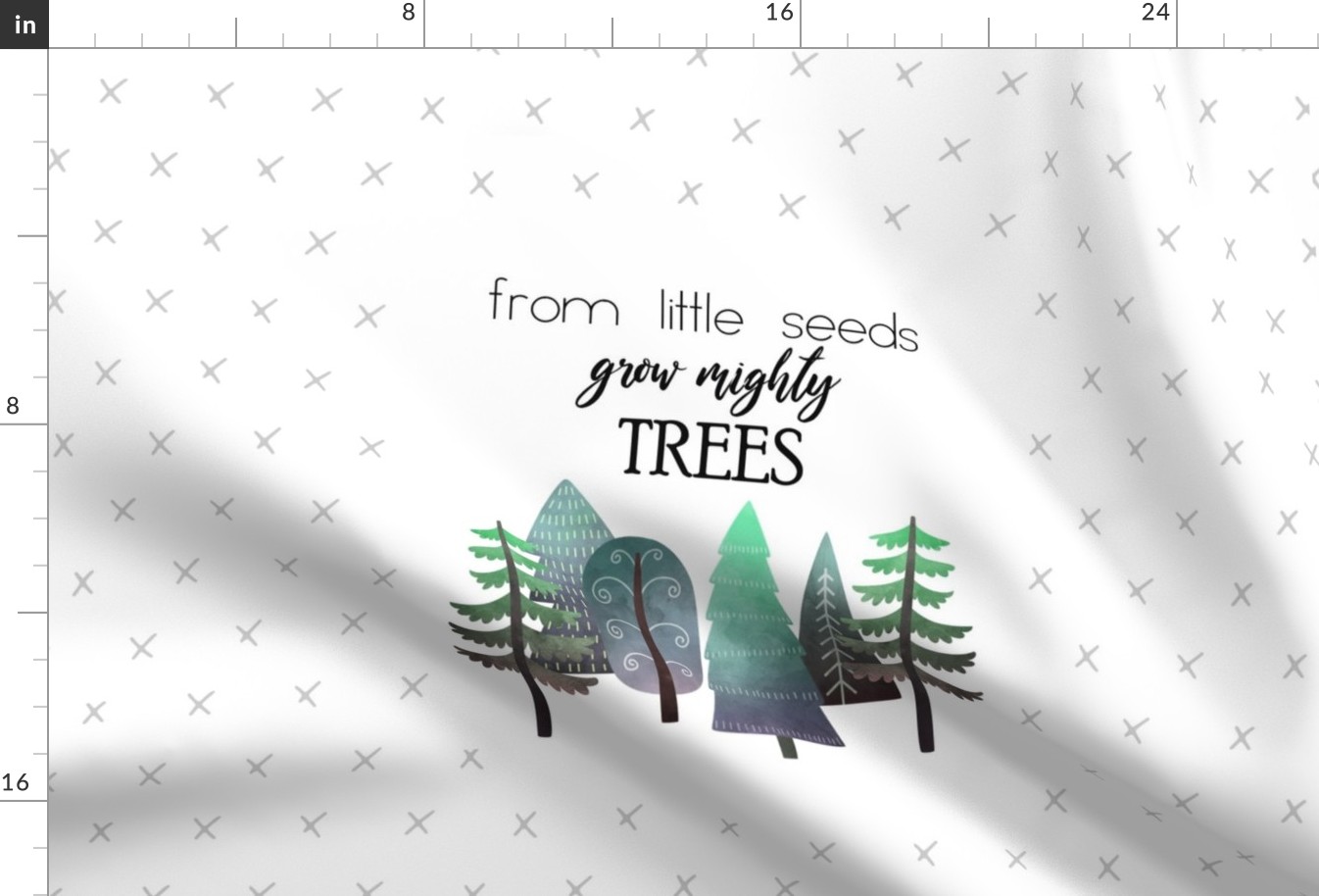 18X27" GRAY & BLUE From Little Seed Grow Mighty Trees - MINKY SIZE