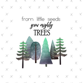 18X21" BLUE & GRAY From Little Seed Grow Mighty Trees - Pillow Panel - KONA SIZE