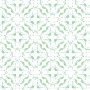 Green Moroccan  tile small.  Use the design for backsplash, bathroom wallpaper and gender neutral crib bedding