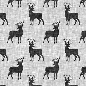 (small scale) dark grey buck on light grey linen