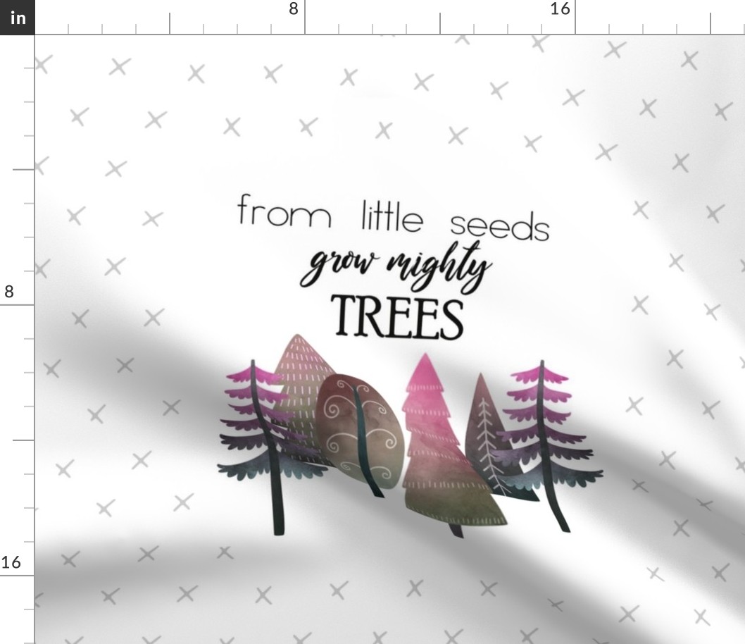 18X21" PINK From Little Seed Grow Mighty Trees - Pillow Panel - KONA SIZE
