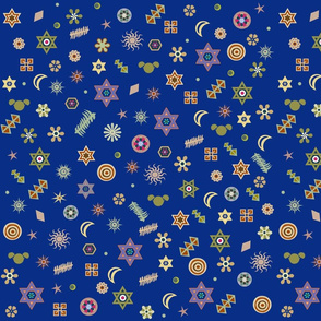 night sky with symbols and stars