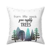 18X21" NAVY & MINT From Little Seed Grow Mighty Trees - Pillow Panel - KONA SIZE