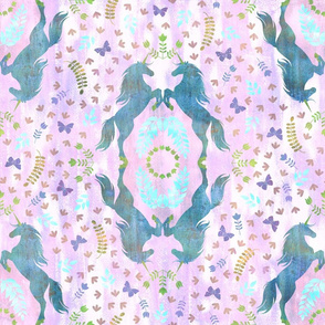 Unicorn Damask mint pink