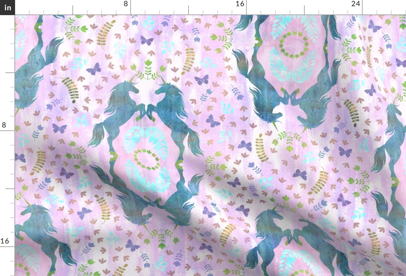 Unicorn Damask mint pink