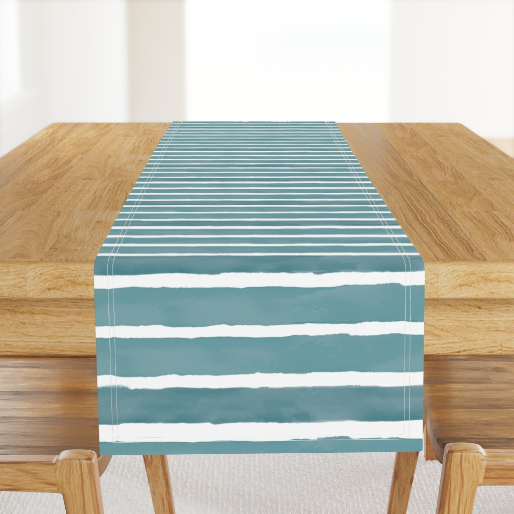 Teal Watercolor Stripes