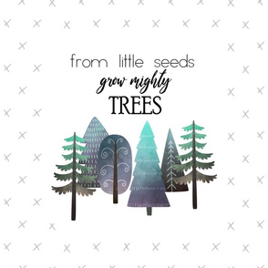 18X27" NAVY & MINT From Little Seed Grow Mighty Trees - MINKY SIZE