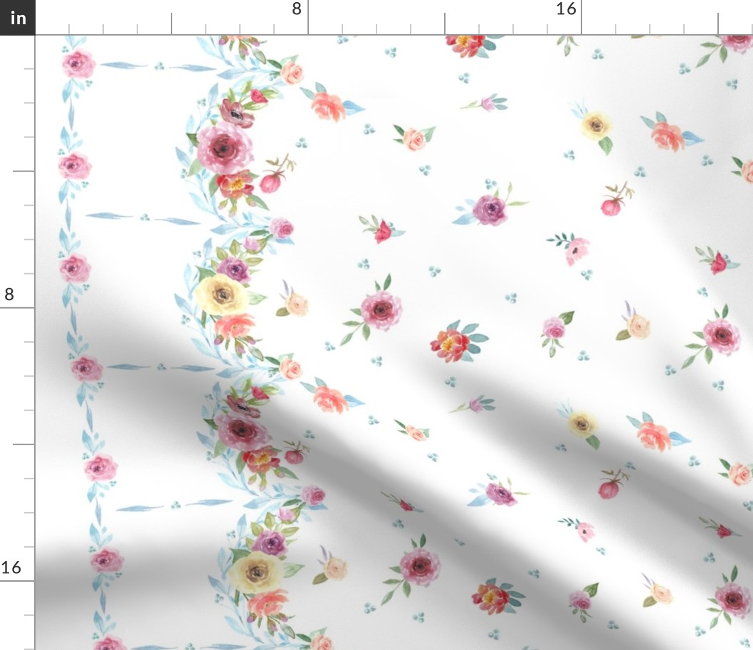 French Country Floral Border-Dots-Flowers