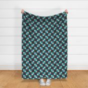 Quilt Block Camp Yellowstone - Black Teal Gray Design